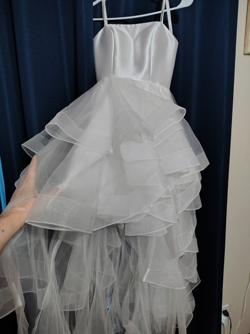 White Ruffled Tulle Midi Dress